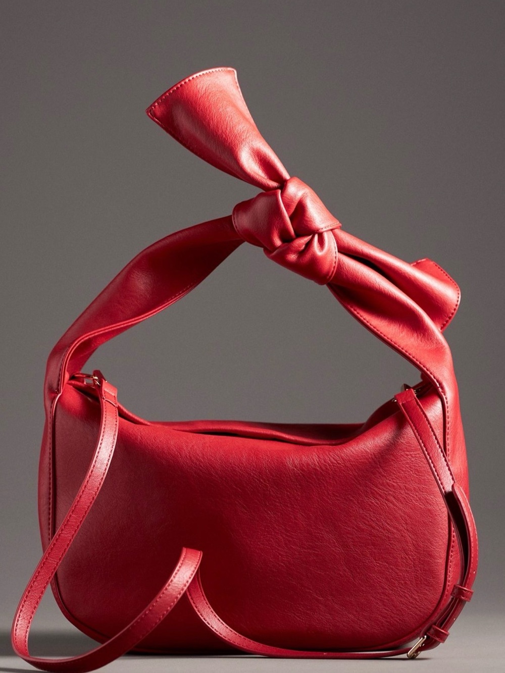 Anthropologie Melie Bianco Red Knot-Handle Shoulder Bag